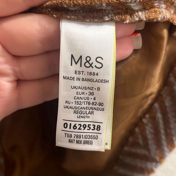 ✨Marks & Spencer Tweed Wool Blend A-Line Mini Sz 4 SKIRT✨ - Picture 8 of 11